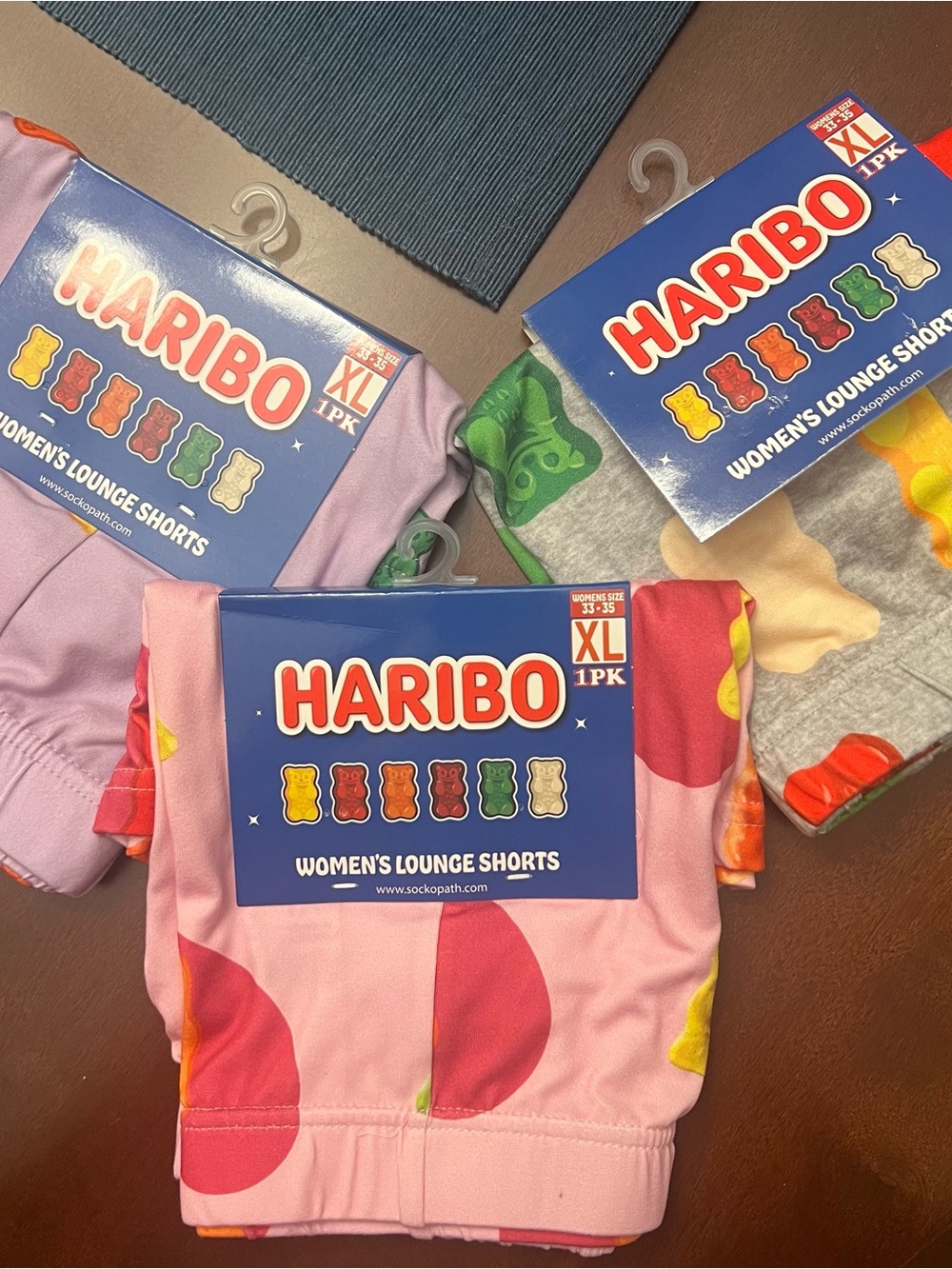Haribo Gummy Bears - XL Women's Lounge Shorts - Pink, Lavender, Gray - Set of 3